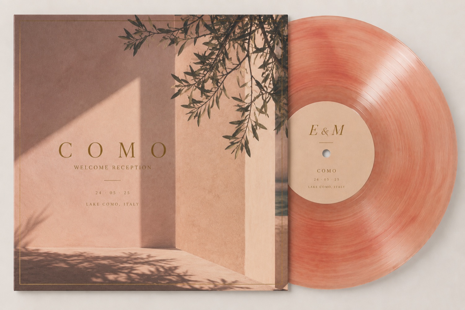 Bespoke vinyl and sleeve for the Lake Como welcome reception